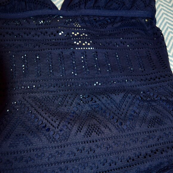 Anne Cole Signature Navy Crochet All Day Plunge One-Piece Size 8 NEW - Picture 8 of 12